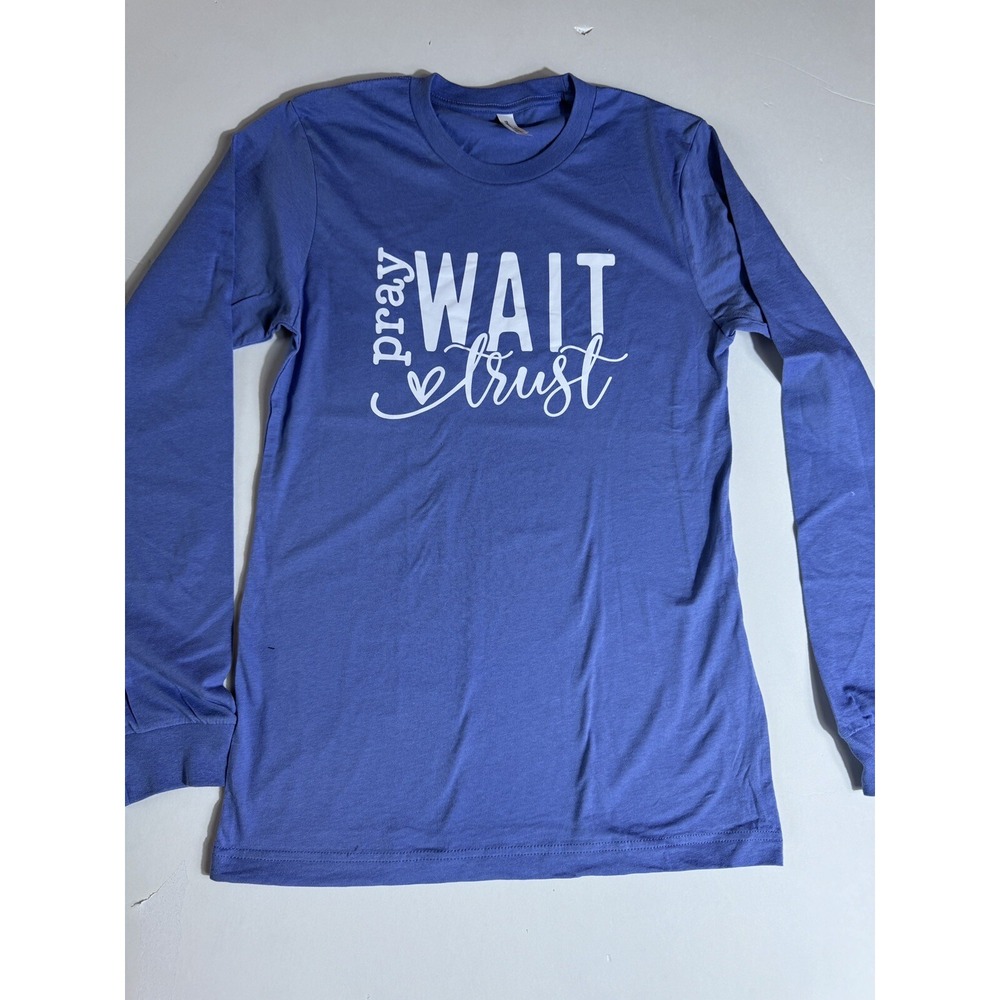 Pray Wait Trust Sweatshirt For Women,‎ Crewneck T-shirt Long Sleeve Blouse Sz S